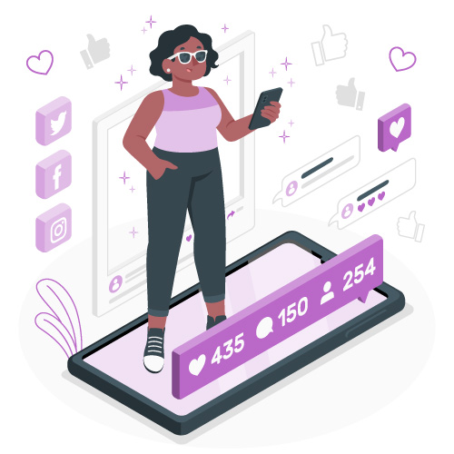 Imagem ilustrada de uma mulher utilizando uma rede social https://br.freepik.com/vetores/midia-social